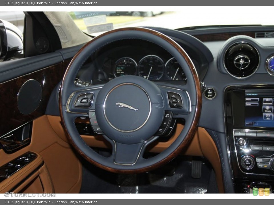 London Tan/Navy Interior Steering Wheel for the 2012 Jaguar XJ XJL Portfolio #57508444