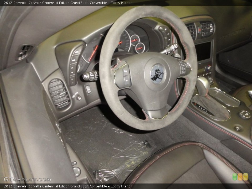 Ebony Interior Steering Wheel for the 2012 Chevrolet Corvette Centennial Edition Grand Sport Convertible #57545325
