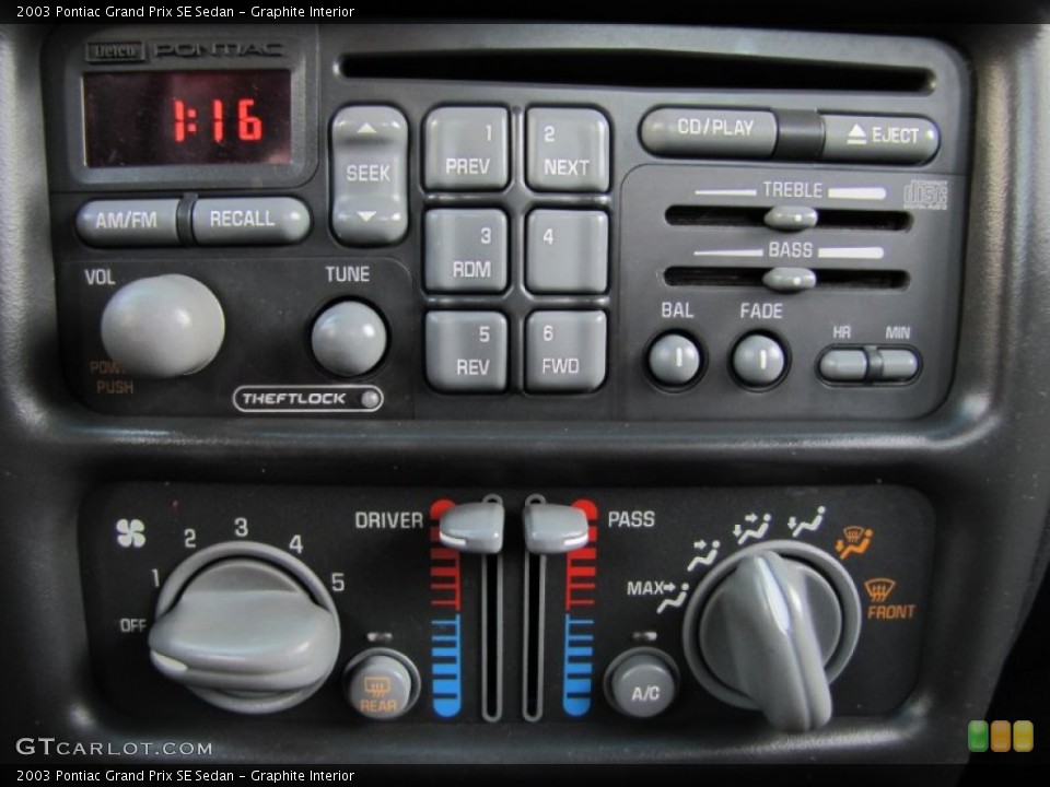 Graphite Interior Controls for the 2003 Pontiac Grand Prix SE Sedan #57552650