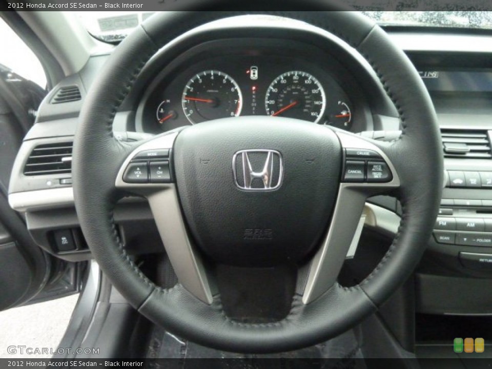 Black Interior Steering Wheel for the 2012 Honda Accord SE Sedan #57606363