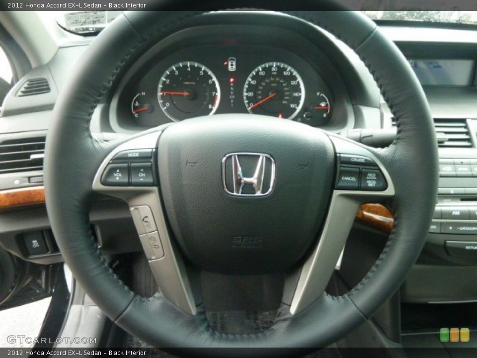 Black Interior Steering Wheel for the 2012 Honda Accord EX-L Sedan #57606468