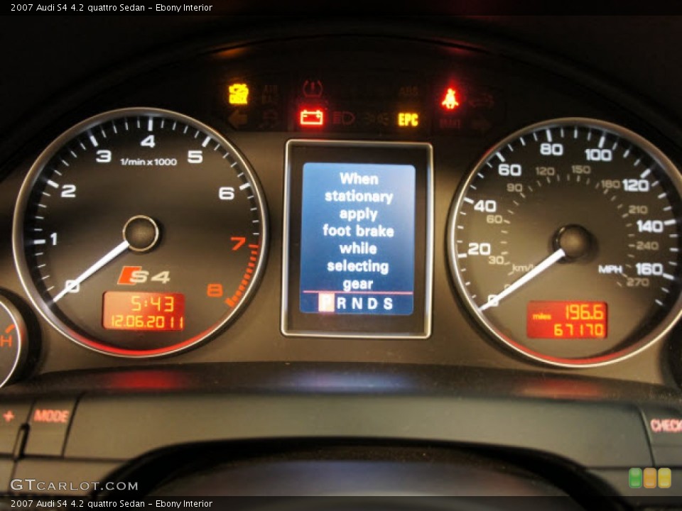 Ebony Interior Gauges for the 2007 Audi S4 4.2 quattro Sedan #57648911