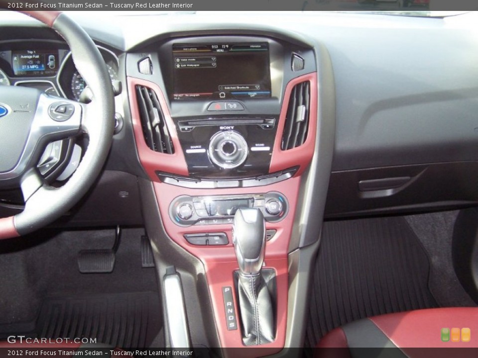Tuscany Red Leather Interior Controls for the 2012 Ford Focus Titanium Sedan #57665443