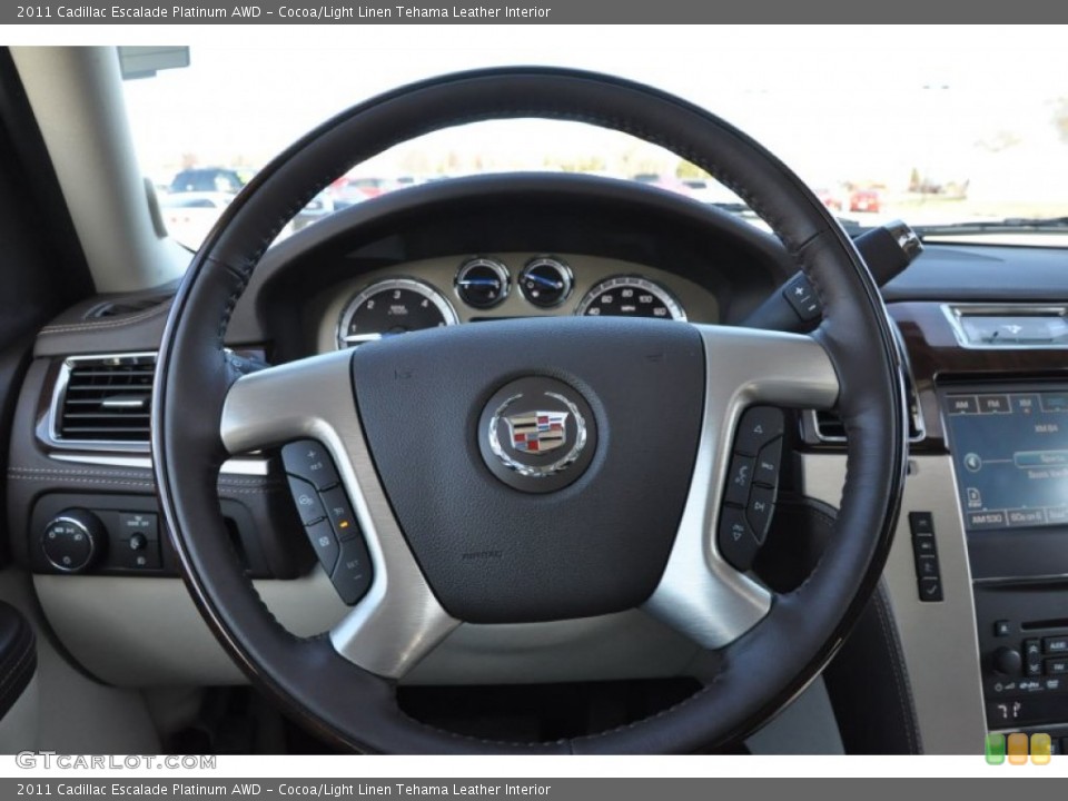 Cocoa/Light Linen Tehama Leather Interior Steering Wheel for the 2011 Cadillac Escalade Platinum AWD #57665498