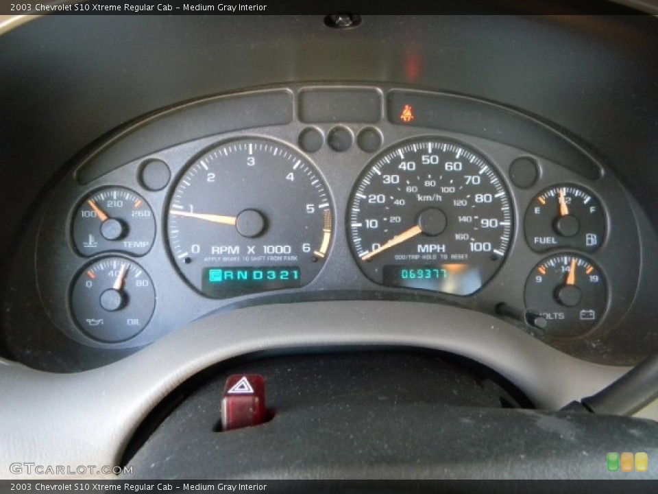 Medium Gray Interior Gauges for the 2003 Chevrolet S10 Xtreme Regular Cab #57686046