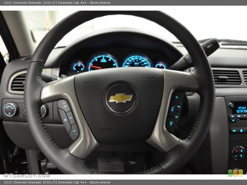 Ebony Interior Steering Wheel for the 2012 Chevrolet Silverado 1500 LTZ Extended Cab 4x4 #57688535