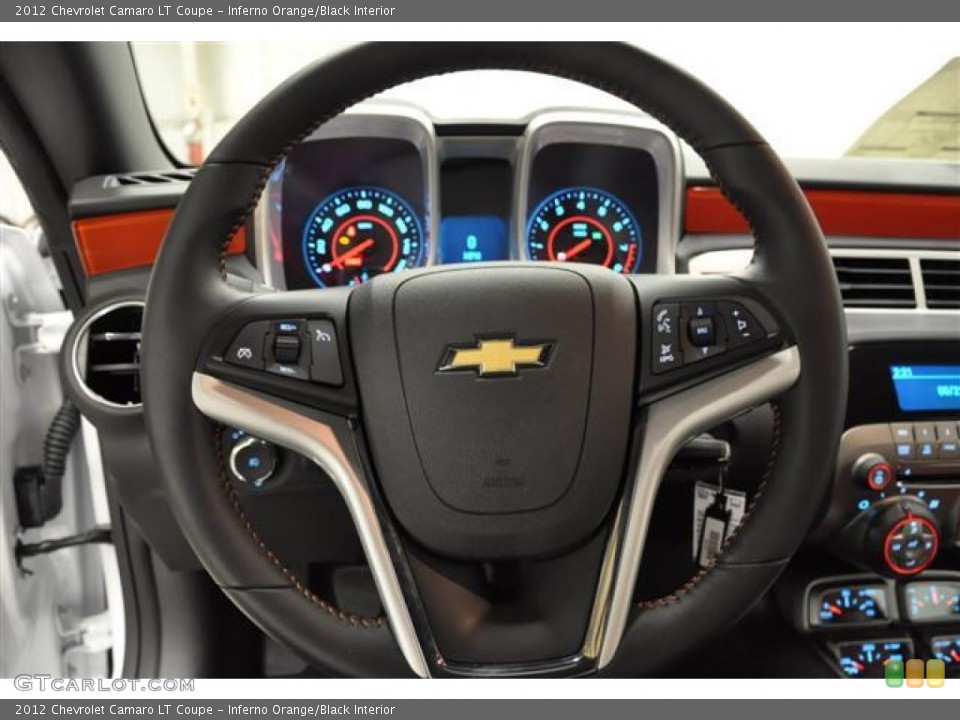 Inferno Orange/Black Interior Steering Wheel for the 2012 Chevrolet Camaro LT Coupe #57688817