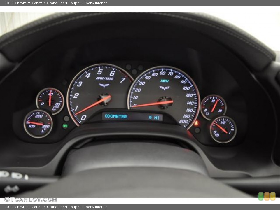Ebony Interior Gauges for the 2012 Chevrolet Corvette Grand Sport Coupe #57689099