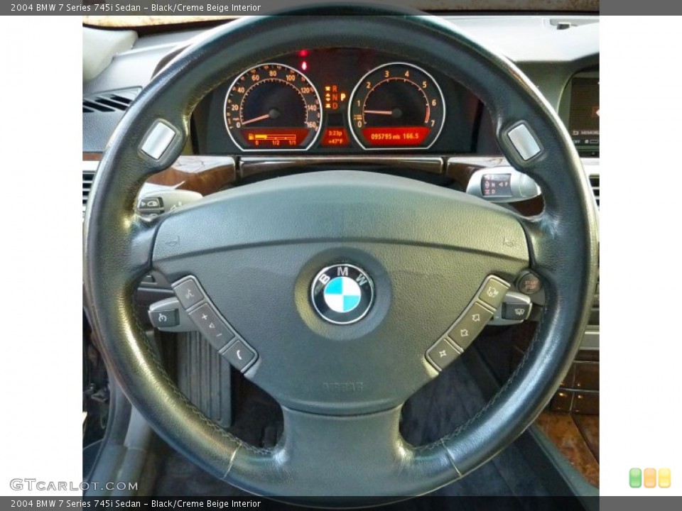 Black/Creme Beige Interior Steering Wheel for the 2004 BMW 7 Series 745i Sedan #57755129