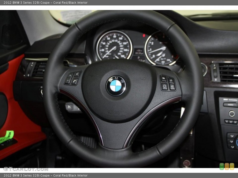 Coral Red/Black Interior Steering Wheel for the 2012 BMW 3 Series 328i Coupe #57778092