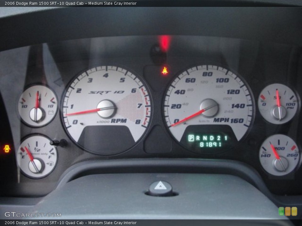Medium Slate Gray Interior Gauges for the 2006 Dodge Ram 1500 SRT-10 Quad Cab #57800857