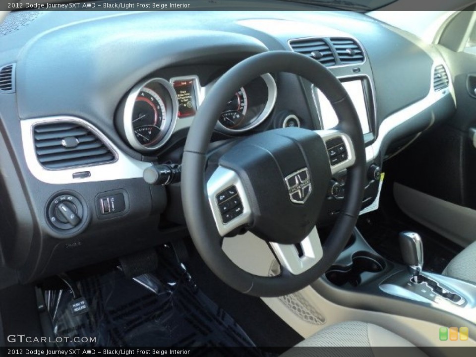 Black/Light Frost Beige Interior Steering Wheel for the 2012 Dodge Journey SXT AWD #57863788