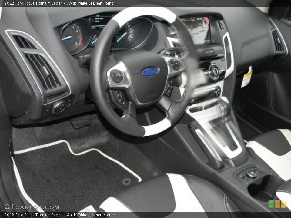 Arctic White Leather Interior Dashboard for the 2012 Ford Focus Titanium Sedan #57883792