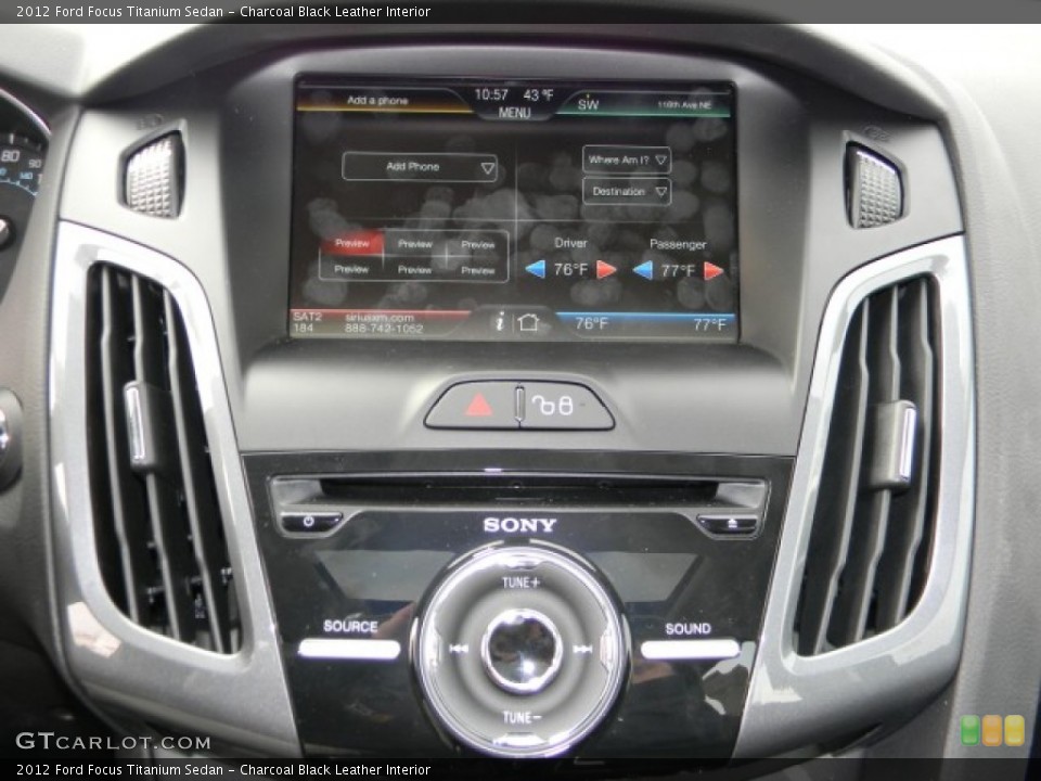 Charcoal Black Leather Interior Controls for the 2012 Ford Focus Titanium Sedan #57885205