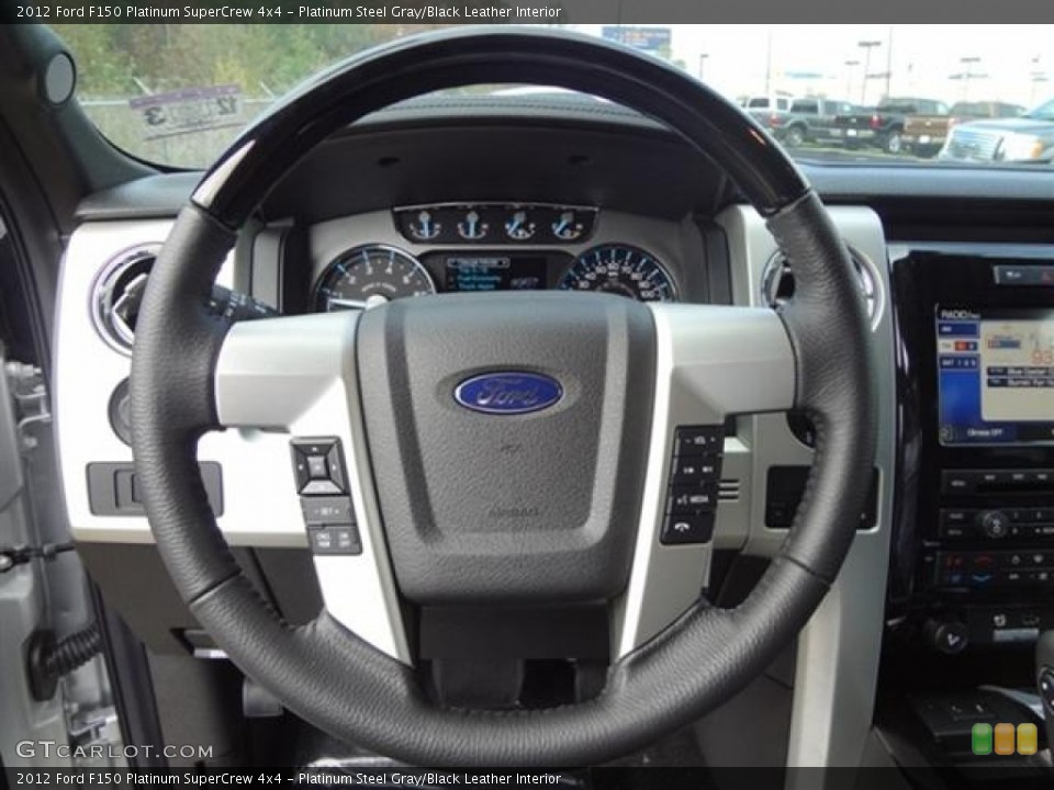 Platinum Steel Gray/Black Leather Interior Steering Wheel for the 2012 Ford F150 Platinum SuperCrew 4x4 #57976370