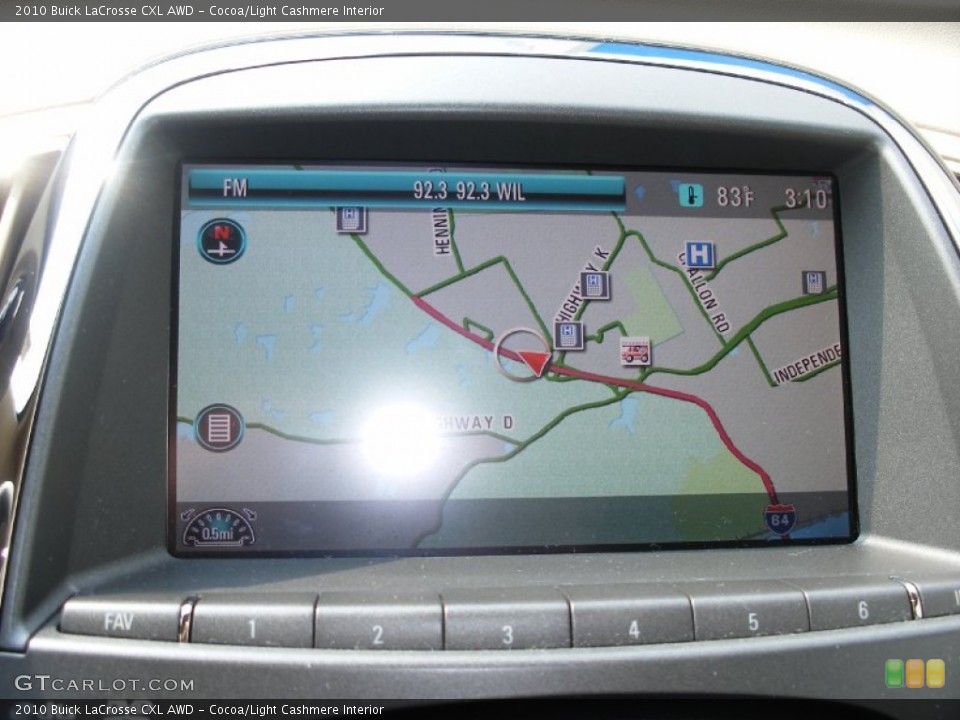 Cocoa/Light Cashmere Interior Navigation for the 2010 Buick LaCrosse CXL AWD #57977613
