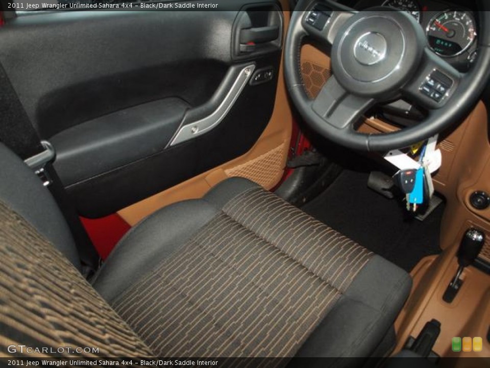 Black/Dark Saddle Interior Photo for the 2011 Jeep Wrangler Unlimited Sahara 4x4 #57993059
