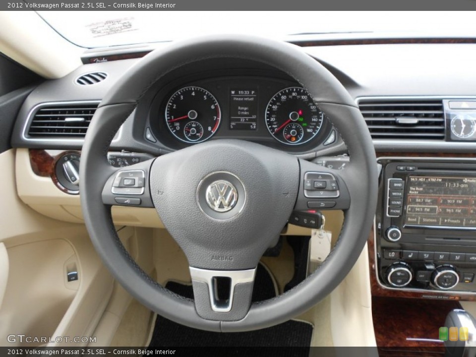 Cornsilk Beige Interior Steering Wheel for the 2012 Volkswagen Passat 2.5L SEL #57993924