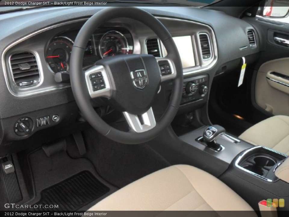 Black/Light Frost Beige Interior Prime Interior for the 2012 Dodge Charger SXT #58008602