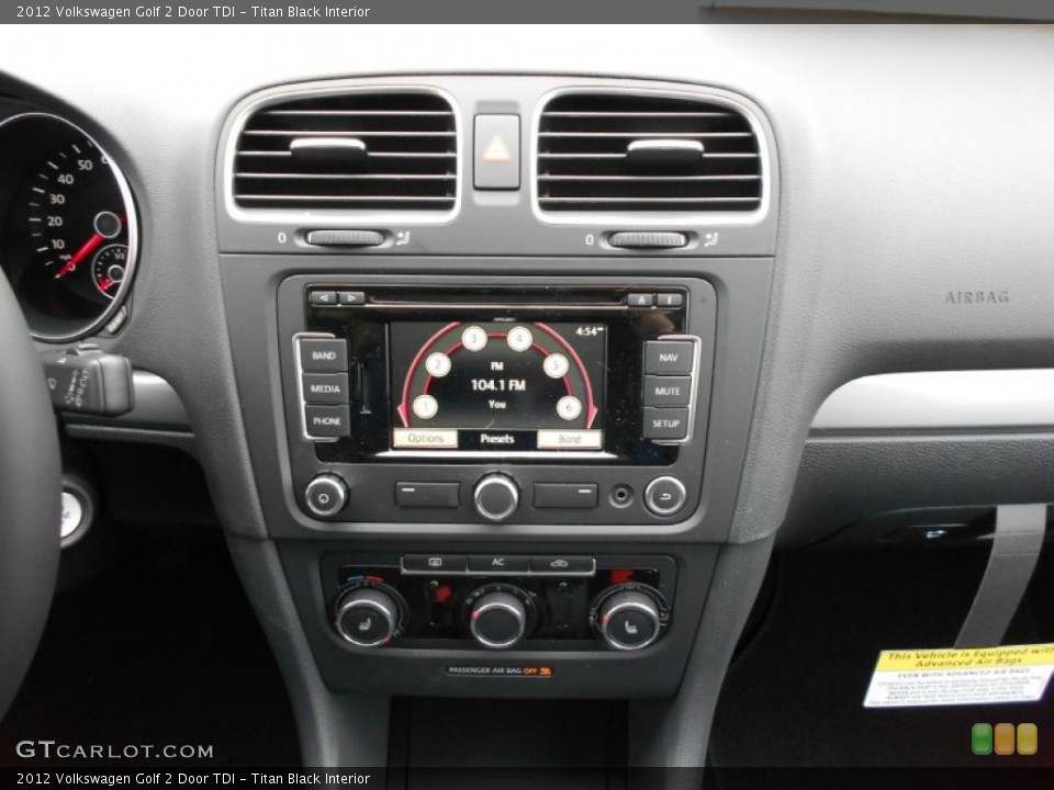 Titan Black Interior Controls for the 2012 Volkswagen Golf 2 Door TDI #58012739