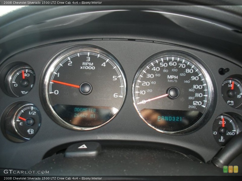 Ebony Interior Gauges for the 2008 Chevrolet Silverado 1500 LTZ Crew Cab 4x4 #58012855