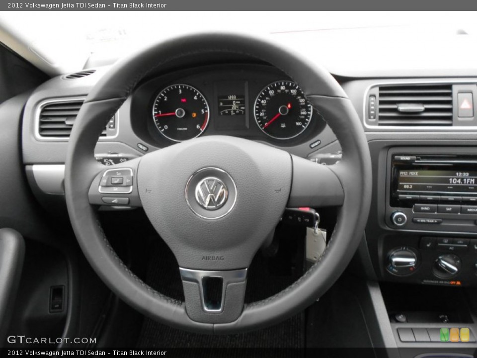 Titan Black Interior Steering Wheel for the 2012 Volkswagen Jetta TDI Sedan #58014350