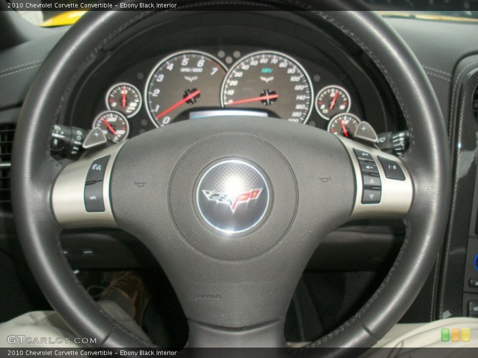 Ebony Black Interior Steering Wheel for the 2010 Chevrolet Corvette Convertible #58026488