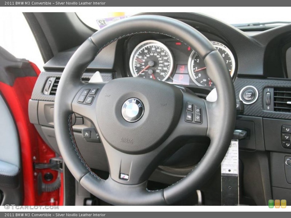 Silver Novillo Leather Interior Steering Wheel for the 2011 BMW M3 Convertible #58027592