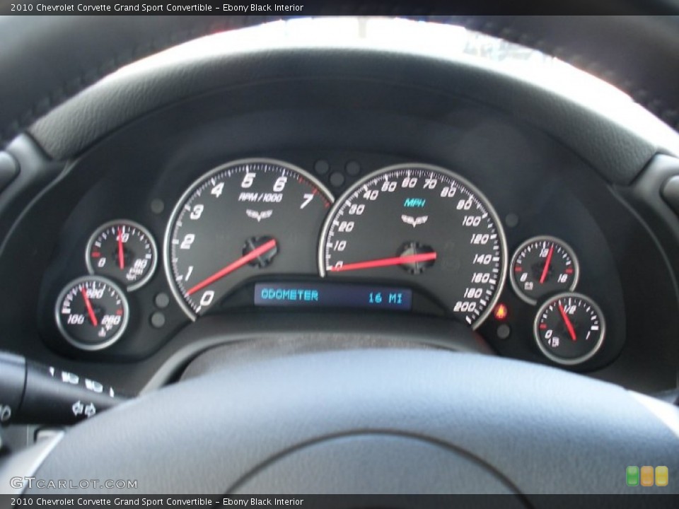 Ebony Black Interior Gauges for the 2010 Chevrolet Corvette Grand Sport Convertible #58037867
