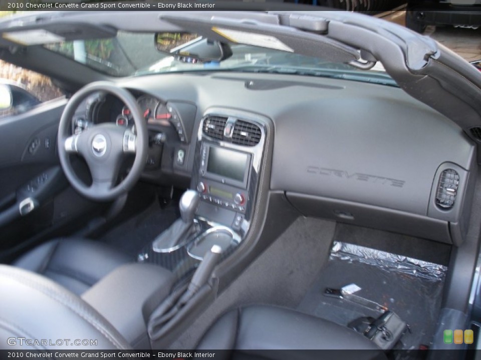 Ebony Black Interior Dashboard for the 2010 Chevrolet Corvette Grand Sport Convertible #58037912