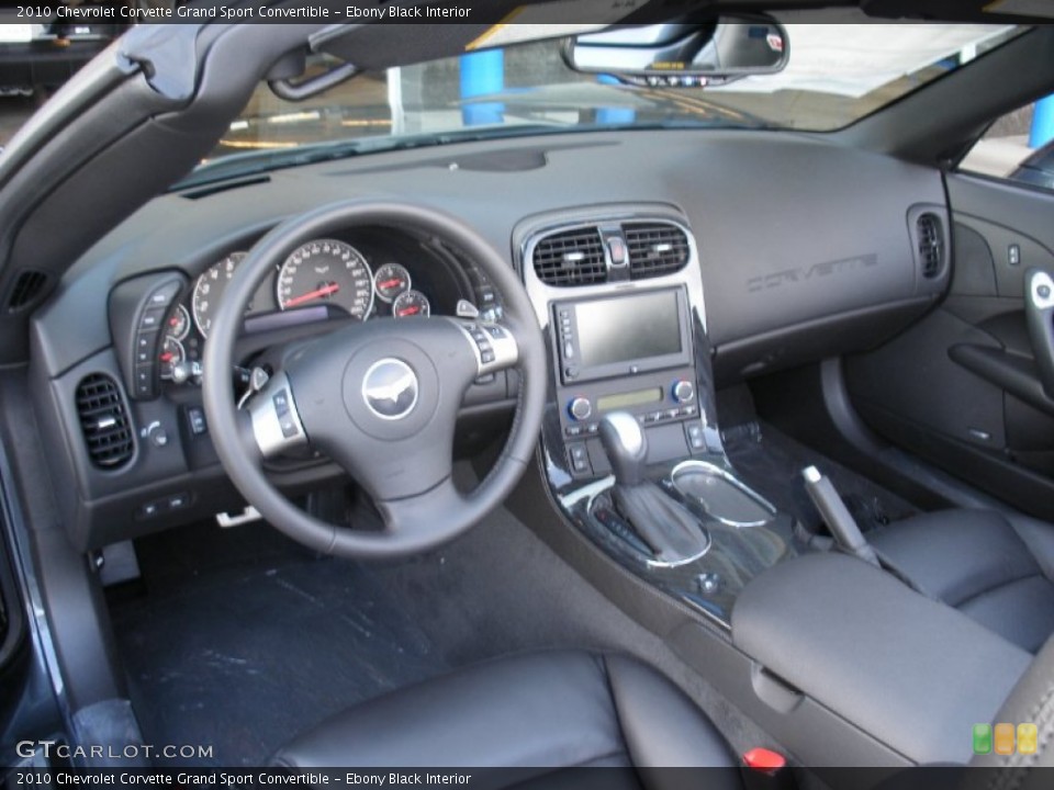 Ebony Black Interior Prime Interior for the 2010 Chevrolet Corvette Grand Sport Convertible #58037918