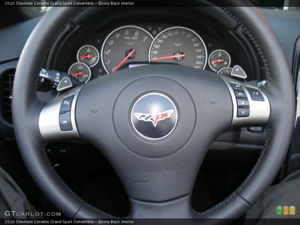 Ebony Black Interior Steering Wheel for the 2010 Chevrolet Corvette Grand Sport Convertible #58037924