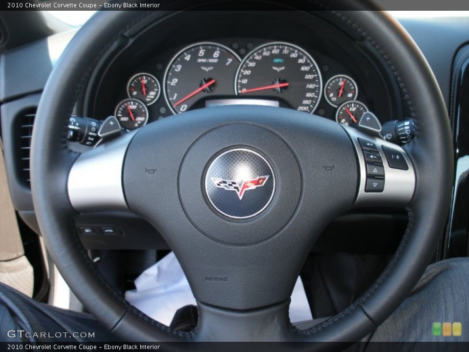 Ebony Black Interior Steering Wheel for the 2010 Chevrolet Corvette Coupe #58045890