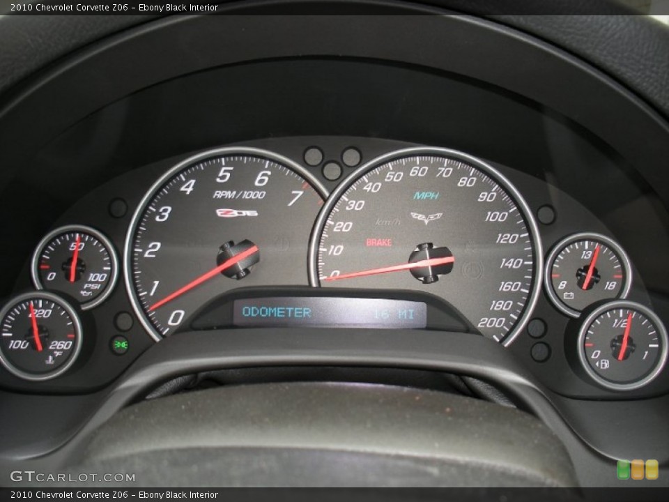 Ebony Black Interior Gauges for the 2010 Chevrolet Corvette Z06 #58046624
