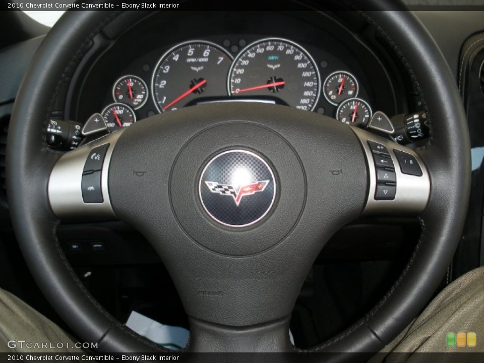 Ebony Black Interior Steering Wheel for the 2010 Chevrolet Corvette Convertible #58047333