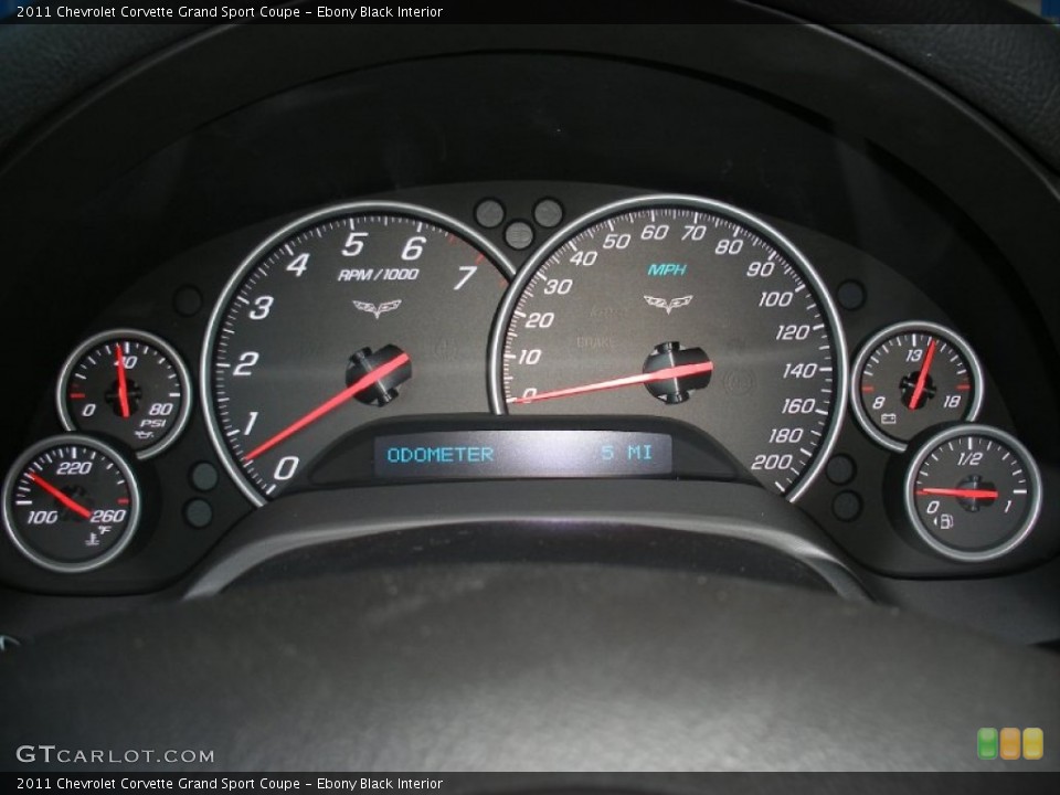 Ebony Black Interior Gauges for the 2011 Chevrolet Corvette Grand Sport Coupe #58050817