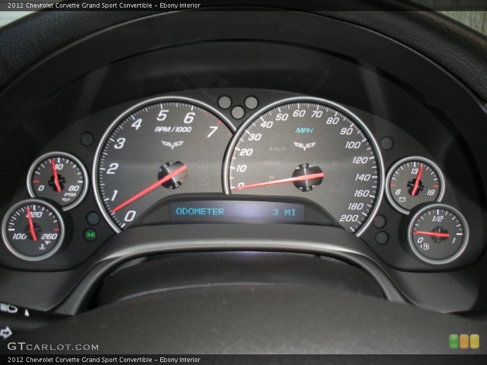 Ebony Interior Gauges for the 2012 Chevrolet Corvette Grand Sport Convertible #58051274