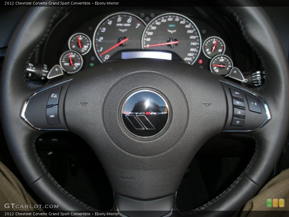 Ebony Interior Steering Wheel for the 2012 Chevrolet Corvette Grand Sport Convertible #58051304