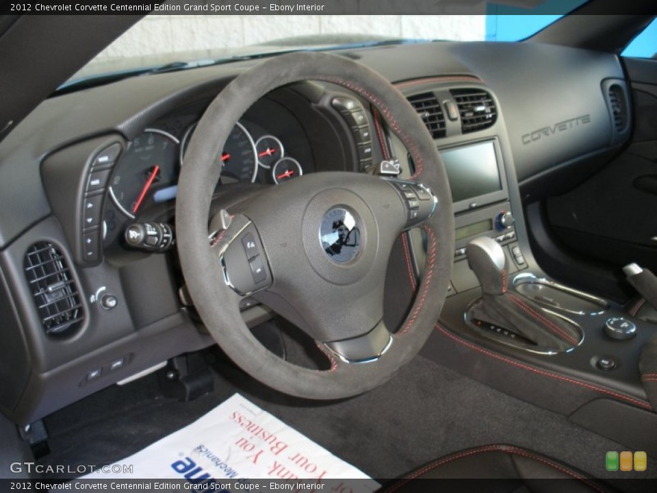 Ebony Interior Steering Wheel for the 2012 Chevrolet Corvette Centennial Edition Grand Sport Coupe #58053449