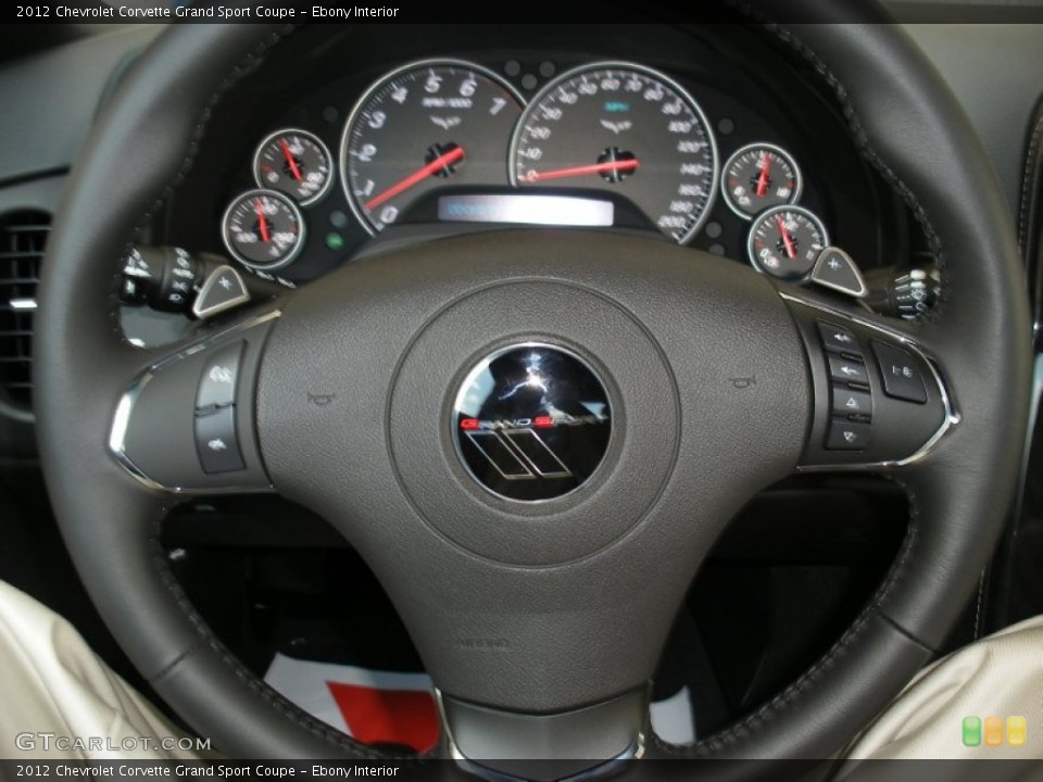 Ebony Interior Steering Wheel for the 2012 Chevrolet Corvette Grand Sport Coupe #58054740