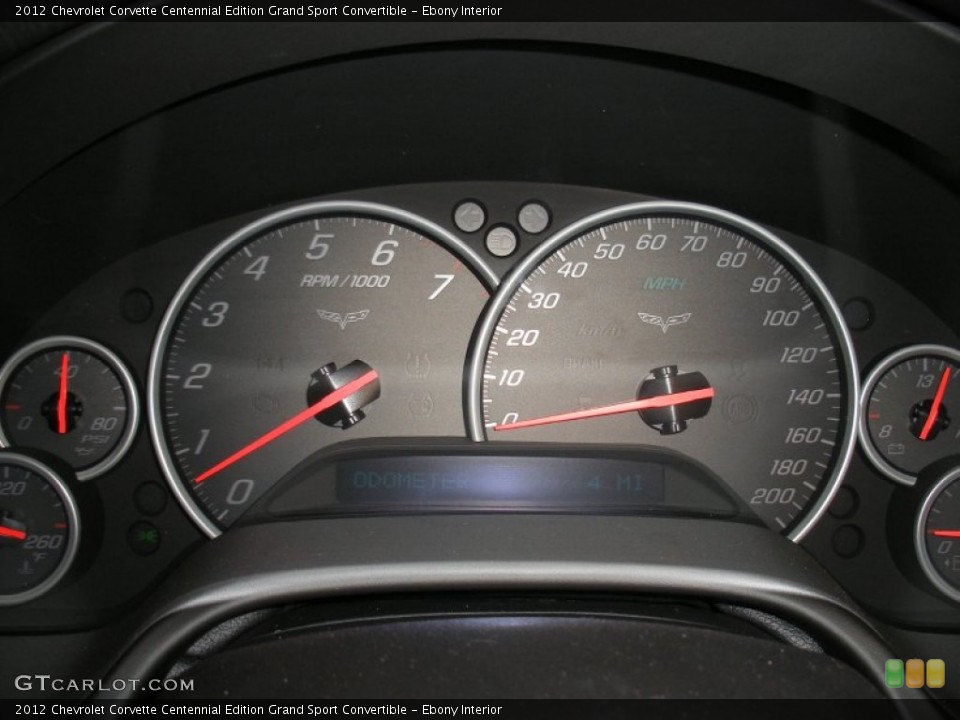 Ebony Interior Gauges for the 2012 Chevrolet Corvette Centennial Edition Grand Sport Convertible #58058501