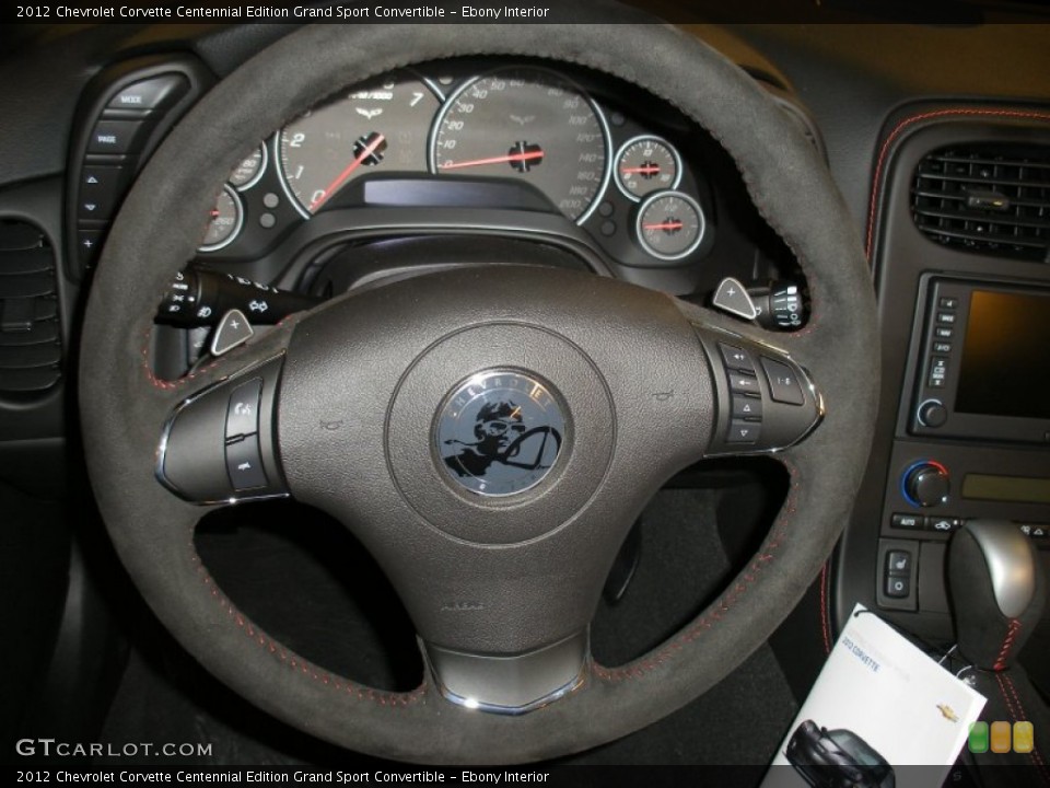 Ebony Interior Steering Wheel for the 2012 Chevrolet Corvette Centennial Edition Grand Sport Convertible #58058511