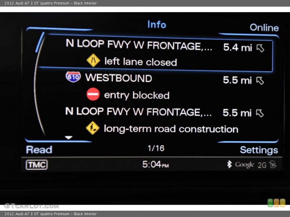 Black Interior Navigation for the 2012 Audi A7 3.0T quattro Premium #58112675