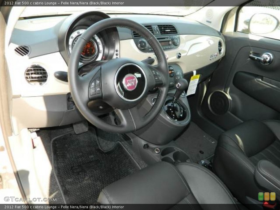 Pelle Nera/Nera (Black/Black) Interior Prime Interior for the 2012 Fiat 500 c cabrio Lounge #58118354