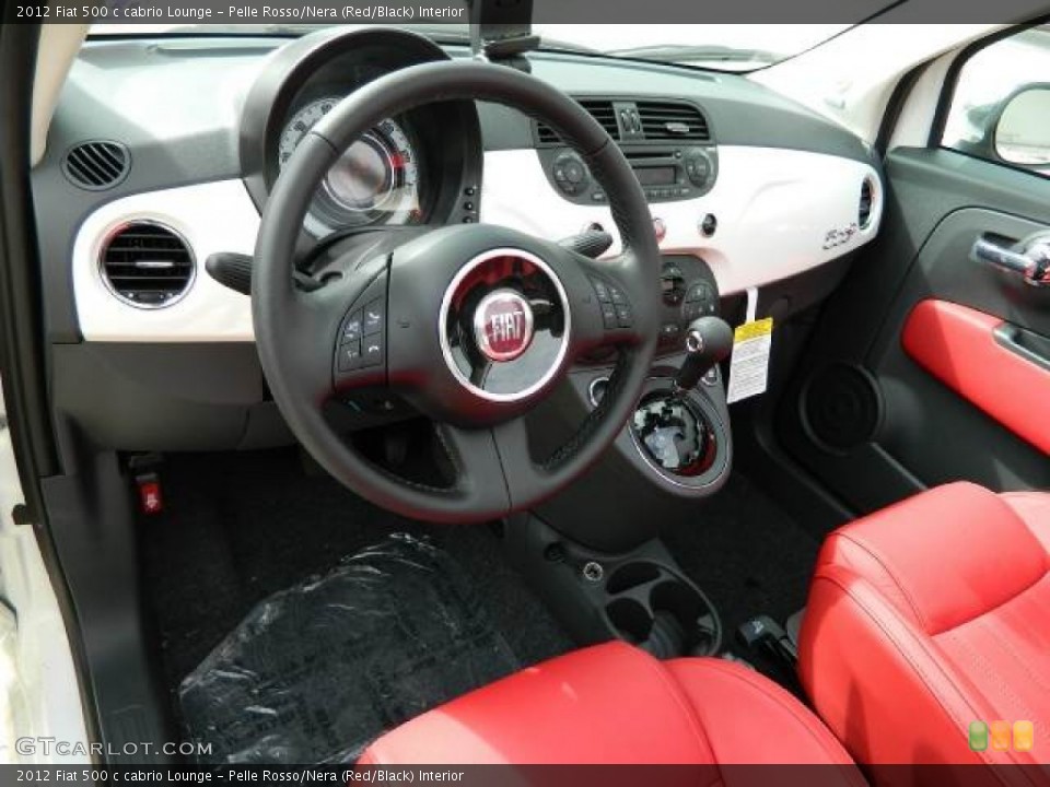 Pelle Rosso/Nera (Red/Black) Interior Prime Interior for the 2012 Fiat 500 c cabrio Lounge #58129901