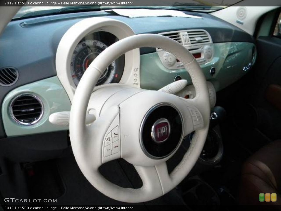 Pelle Marrone/Avorio (Brown/Ivory) Interior Steering Wheel for the 2012 Fiat 500 c cabrio Lounge #58132364