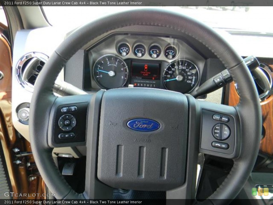Black Two Tone Leather Interior Steering Wheel for the 2011 Ford F250 Super Duty Lariat Crew Cab 4x4 #58172133