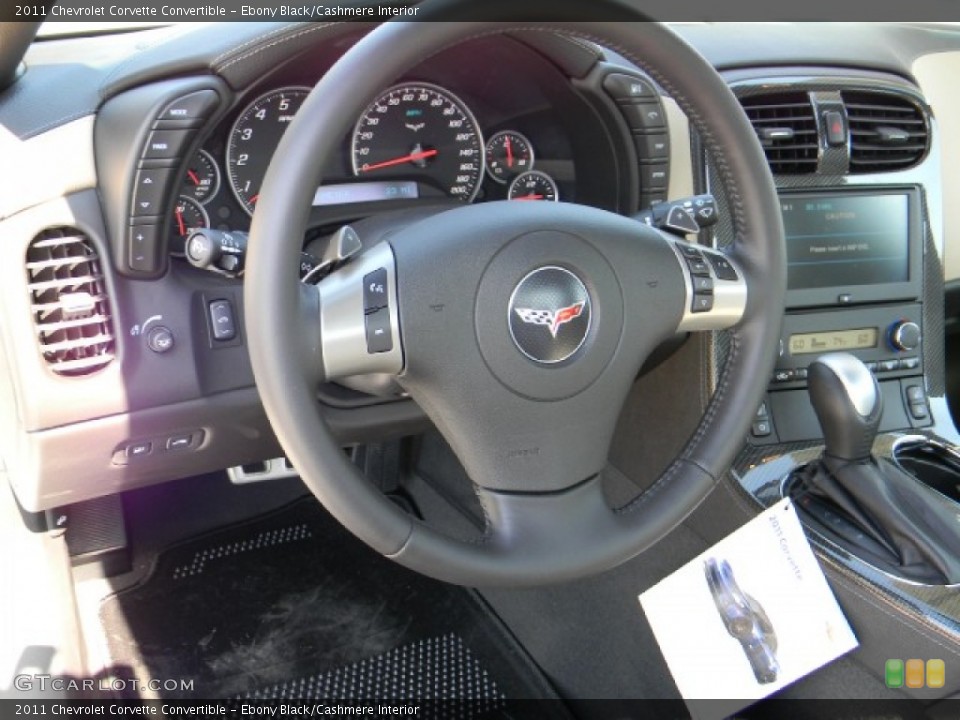 Ebony Black/Cashmere Interior Steering Wheel for the 2011 Chevrolet Corvette Convertible #58231034