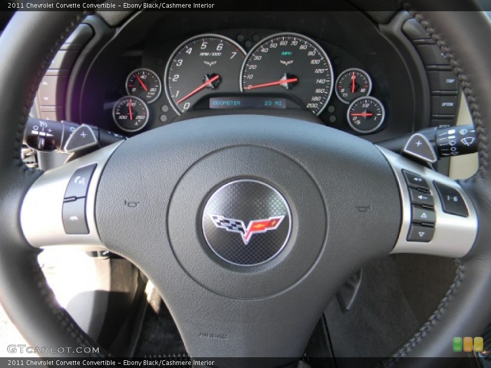 Ebony Black/Cashmere Interior Steering Wheel for the 2011 Chevrolet Corvette Convertible #58231058