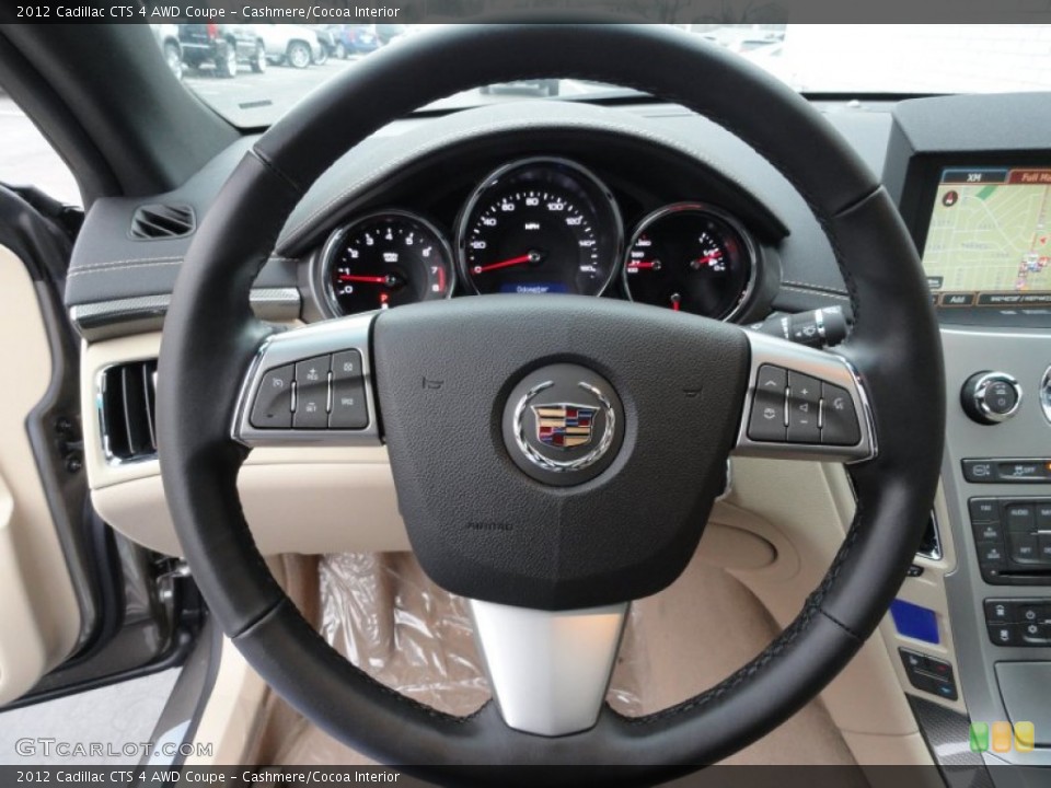 Cashmere/Cocoa Interior Steering Wheel for the 2012 Cadillac CTS 4 AWD Coupe #58237546